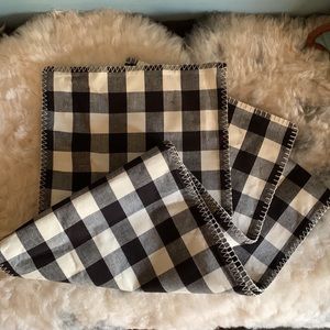World Market 100%cotton 14”x 90” table runner. Large Black & nautral white check